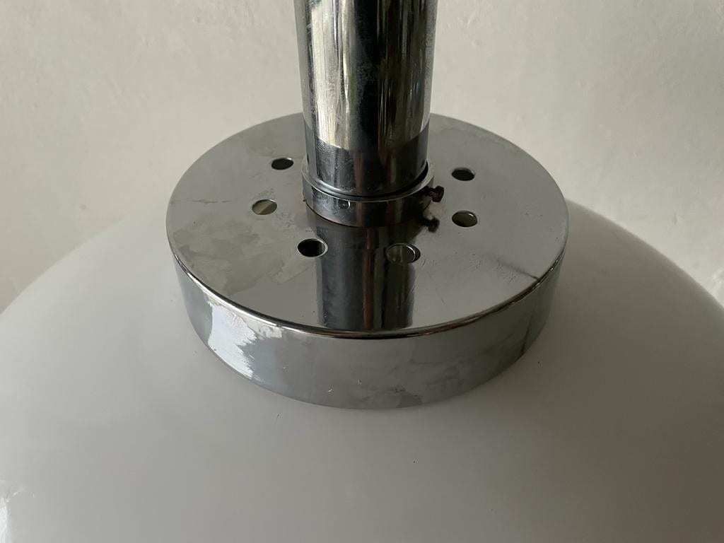 photo furniture Italian Art Deco Opaline Glass & Chrome Ceiling Lamp, 1940s, Italy