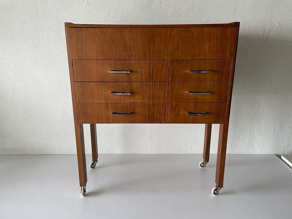 Mid Century Modern Wood Buffet With 6 Drawer, 1960s, Italy