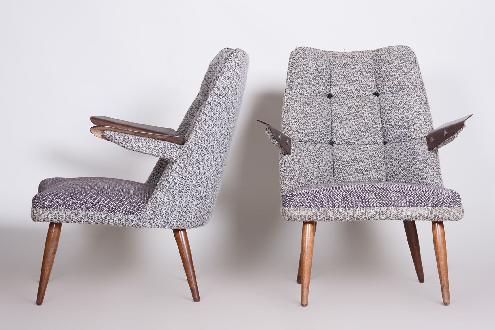 Furniture Set Of Two Grey Mid Century Armchairs Made In 1950s Czechia. Original Condition. photo