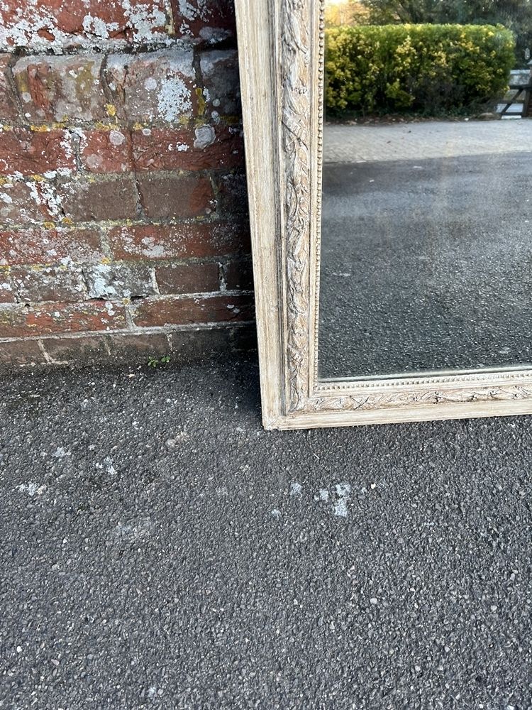 A Superb Antique French 19th Century Carved Wood & Gesso Painted Mirror. photo Home Decor