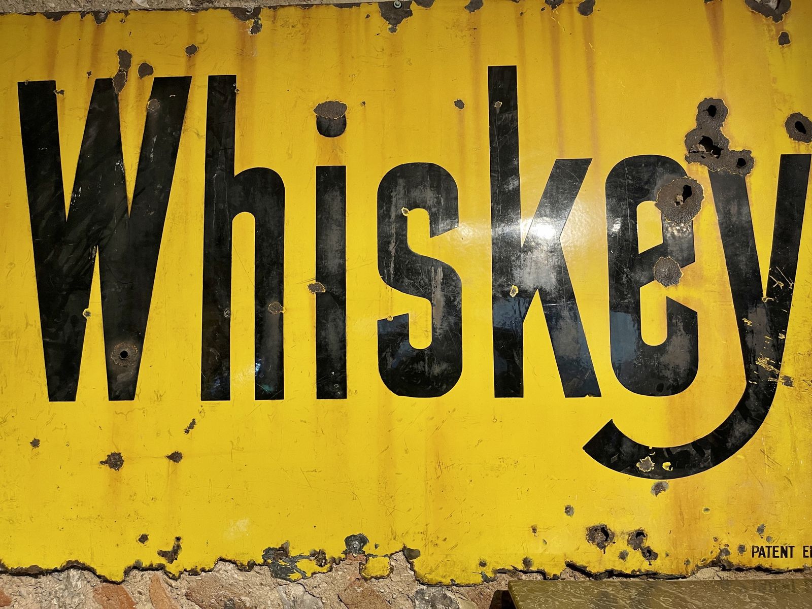 American Antique Enamel Advertising Bar Whiskey Drinking Sign Wall Art photo for sale