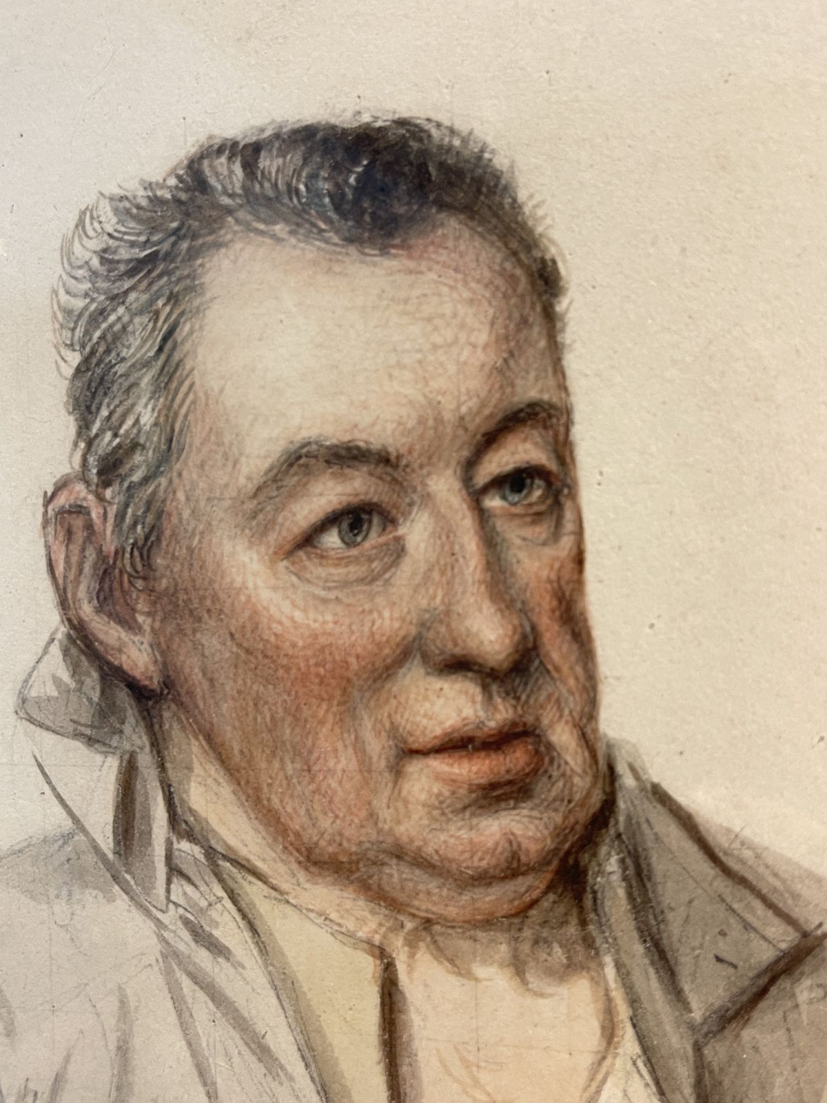 Signed Antique Georgian Watercolour & Pencil Drawing Of A Ships Captain Circa 1825 photo for sale