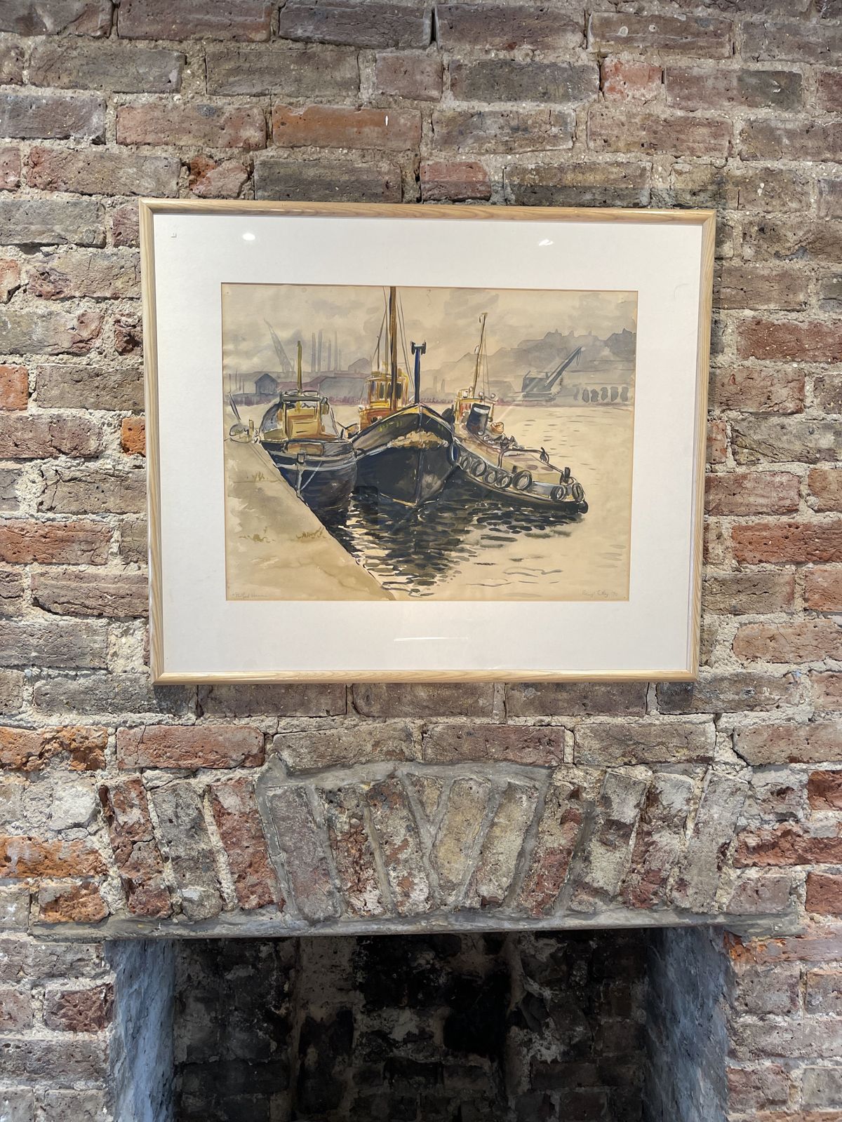 Signed Midcentury Watercolour Of Milford Haven By Renowned Postwar Artist Beryl Tilley photo Art