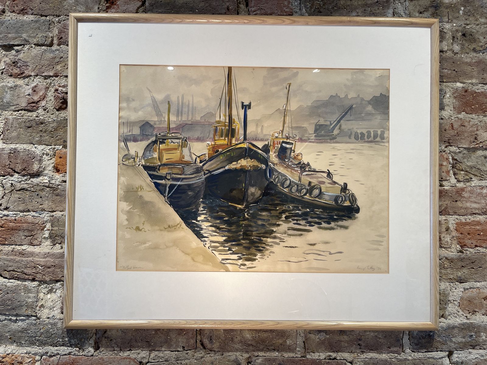 Signed Midcentury Watercolour Of Milford Haven By Renowned Postwar Artist Beryl Tilley photo 295.0