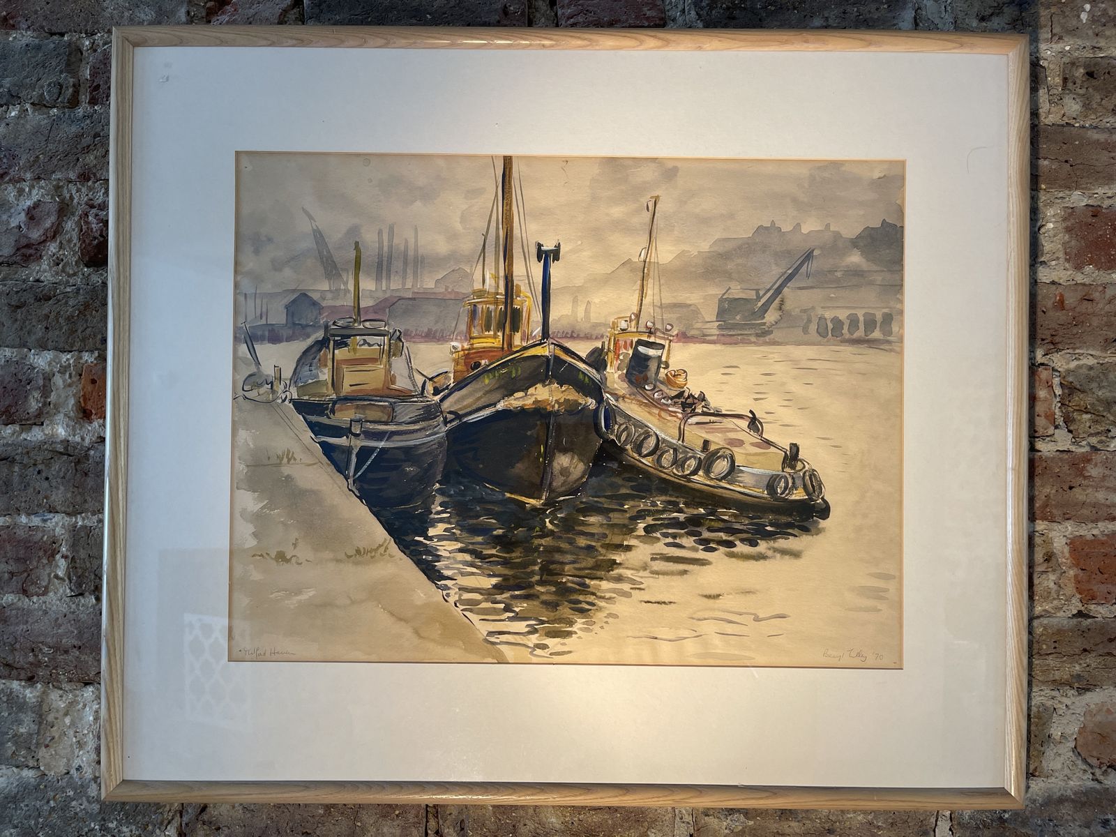 Signed Midcentury Watercolour Of Milford Haven By Renowned Postwar Artist Beryl Tilley photo vinterior