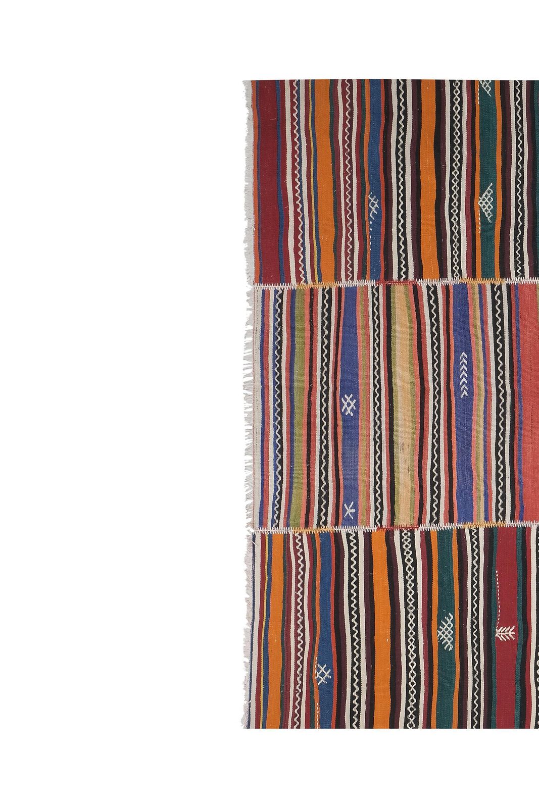 Vintage Handwoven Oversize Striped Turkish Kilim Rug7'5" X 10'8" photo for sale