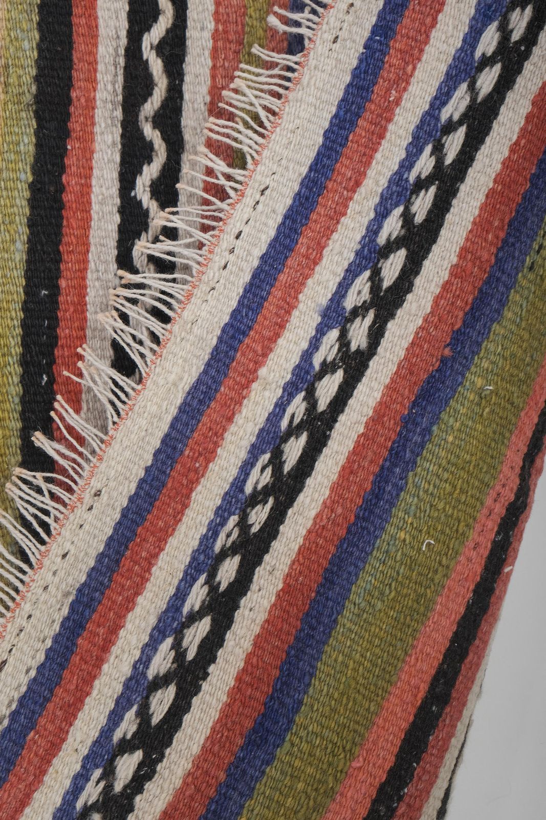 Textiles Vintage Handwoven Oversize Striped Turkish Kilim Rug7'5" X 10'8" photo