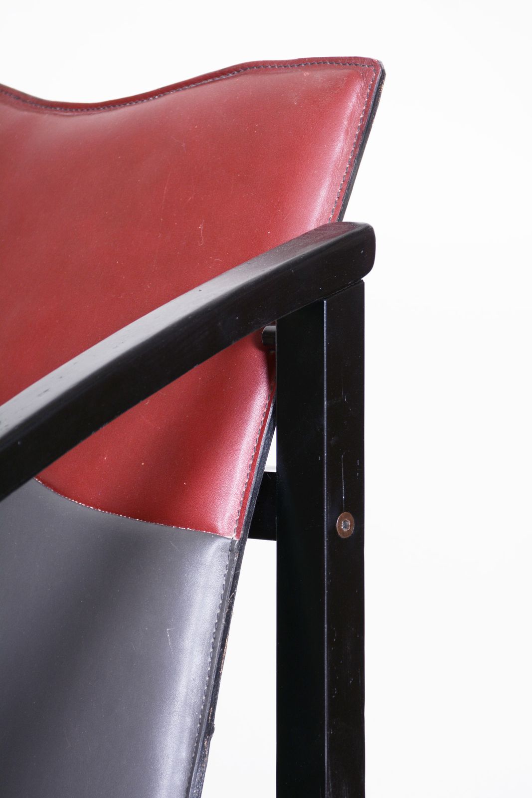 1970s Armchair Made In Europe. Made Out Of Lacquered Wood And Leather, Original photo for sale