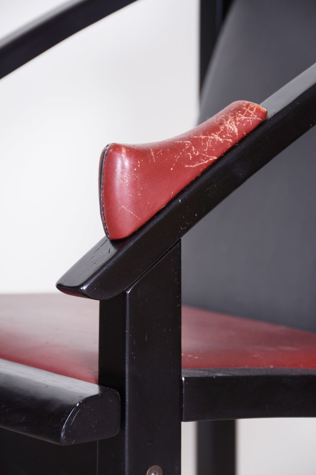 1970s Armchair Made In Europe. Made Out Of Lacquered Wood And Leather, Original photo buy