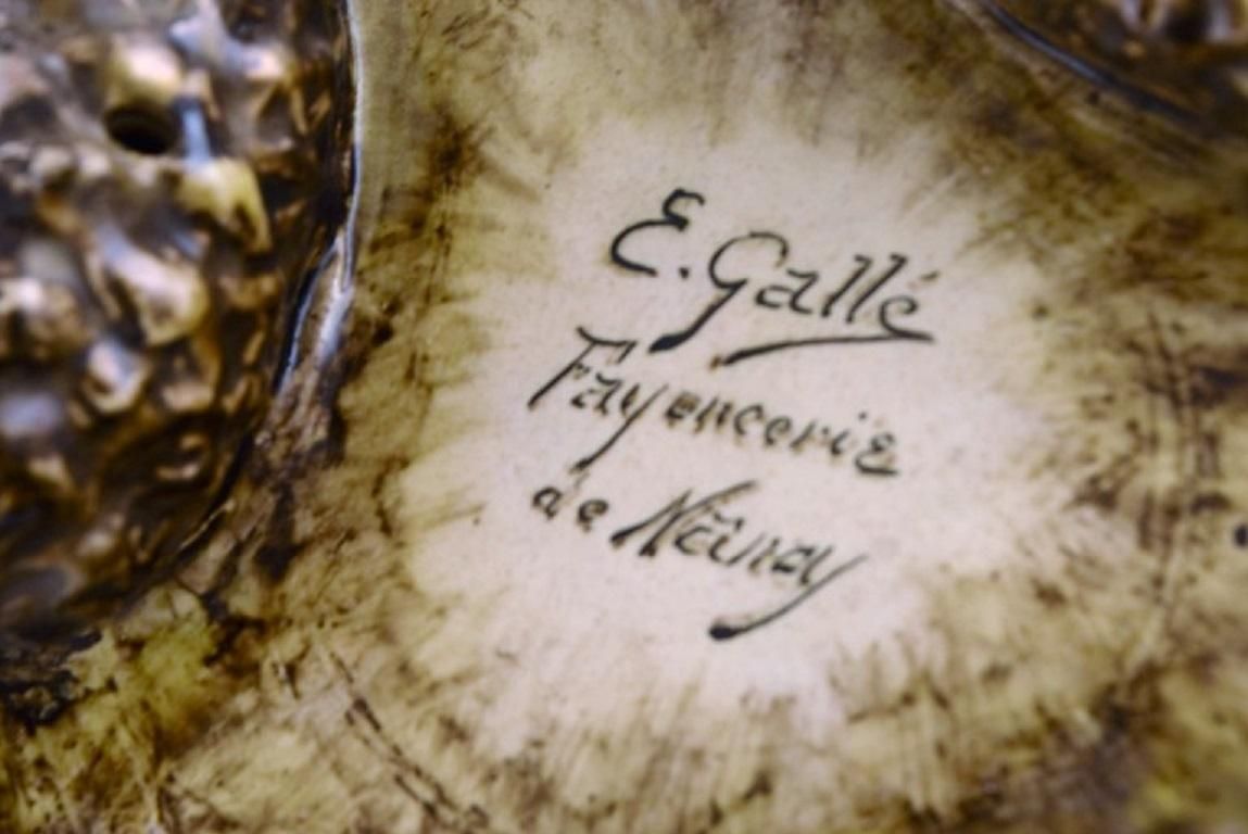 photo furniture Emile Gallé For St. Clement, Nancy, Antique Art Nouveau Bowl In Faience