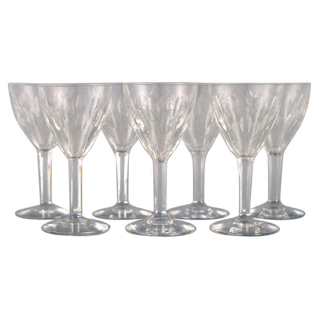 Baccarat, France, Seven Tallyrand Glasses In Clear Mouth Blown Crystal Glass