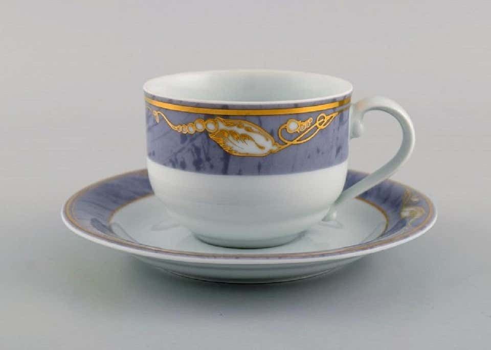 Seven Royal Copenhagen Gray Magnolia Coffee Cups With Saucers In Porcelain photo furniture