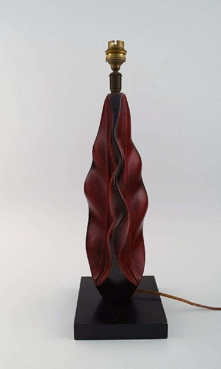 Organically Shaped Table Lamp In Hand Painted Wood On Base, Mid 20th Century photo 612.0