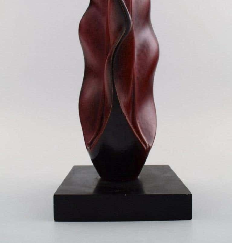 photo furniture Organically Shaped Table Lamp In Hand Painted Wood On Base, Mid 20th Century