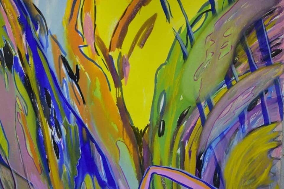 Ivy Lysdal, Mixed Media On Cardboard, Large Abstract Modernist Painting photo for sale