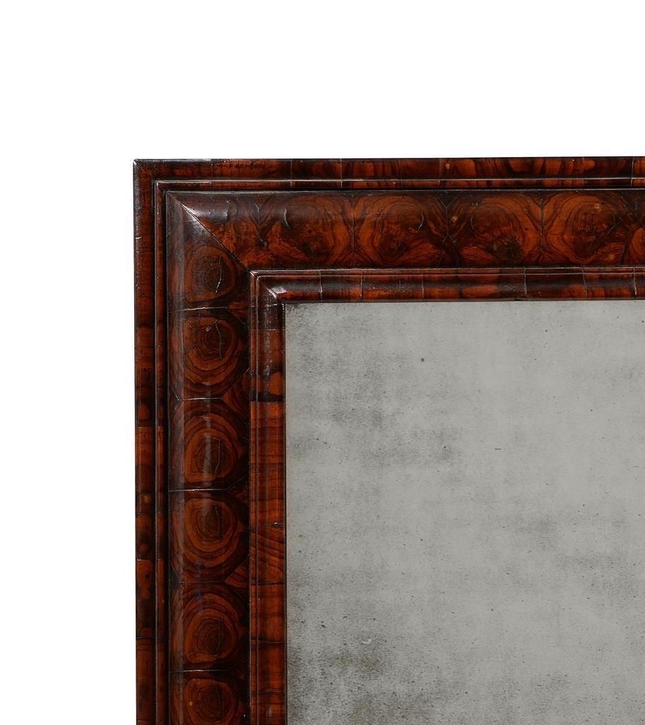 Large 17th Century William And Mary Olive Oyster Cushion Mirror, C. 1690 photo furniture