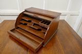 French Arts And Crafts Oak Stationary Box With Tambour photo for sale