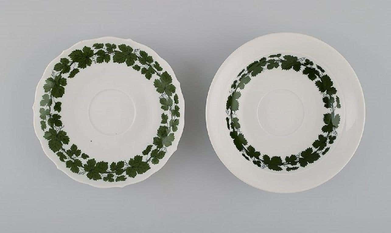 Two Meissen Green Ivy Vine Leaf Coffee Cups With Saucers In Porcelain photo 153.0