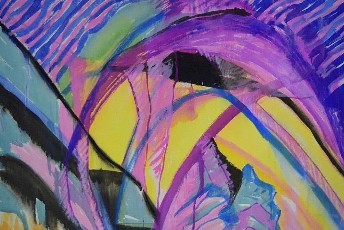 Ivy Lysdal, Mixed Media On Cardboard, Large Abstract Modernist Painting photo for sale