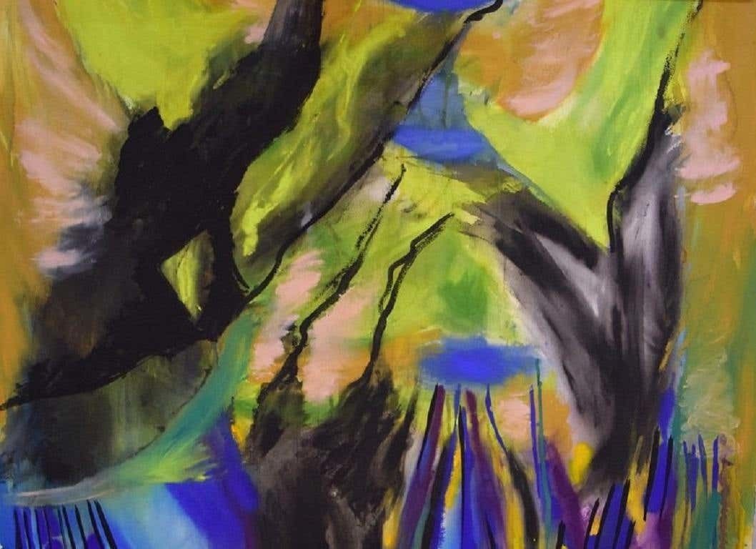 Ivy Lysdal, Mixed Media On Cardboard, Large Abstract Modernist Painting photo for sale