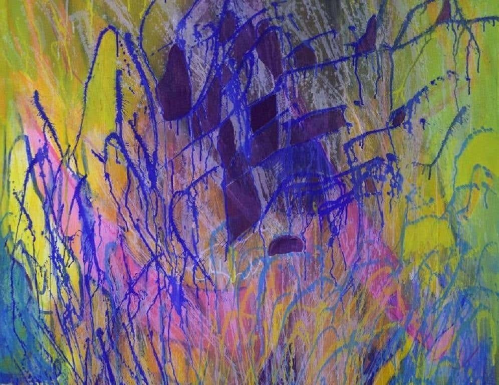 Ivy Lysdal, Mixed Media On Cardboard, Large Abstract Modernist Painting photo furniture
