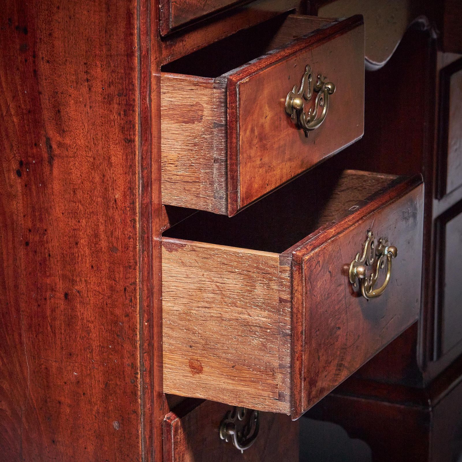 photo buy A George II Irish Mahogany Secretaire Kneehole Bookcase Att. C. Hearn