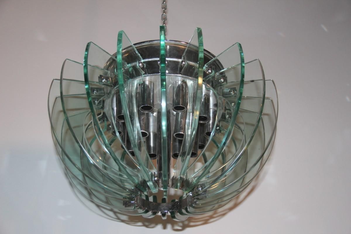 Mid Century Italian Sculptural Chandelir Gallott&Radice 1960s Crystl And Brass photo for sale