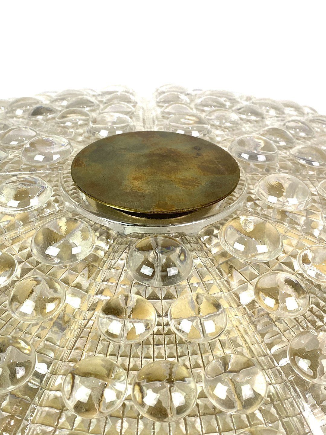 Ceiling Lamp In Brass And Glass Of Danish Design Manufactured By Orrefors Glassworks In The 1960s. photo buy