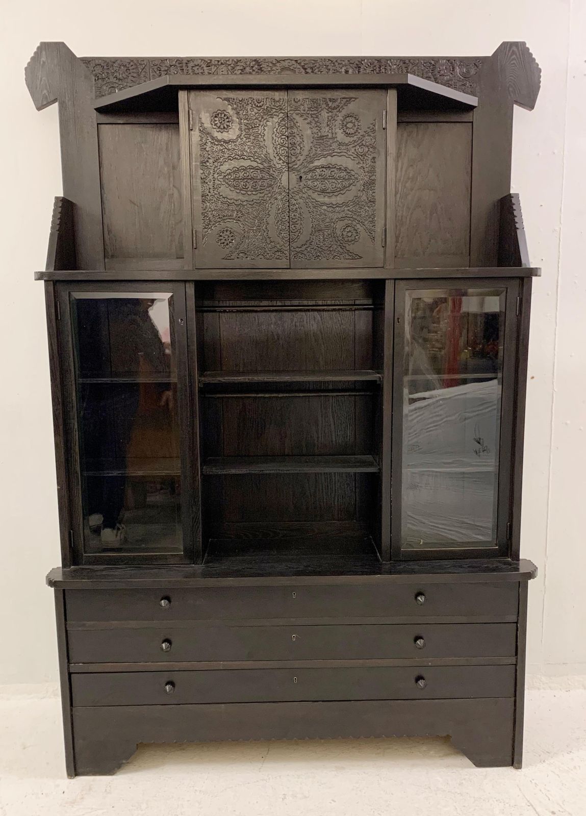 Wooden Cabinet With Leather Bench By Toroczkai Wigand   Hungary 1920s photo Furniture