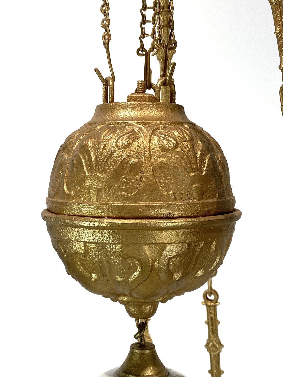 Large Kerosene Lamp Of Patinated Brass And Shade Of White Opaline Glass From The 1880s. photo for sale