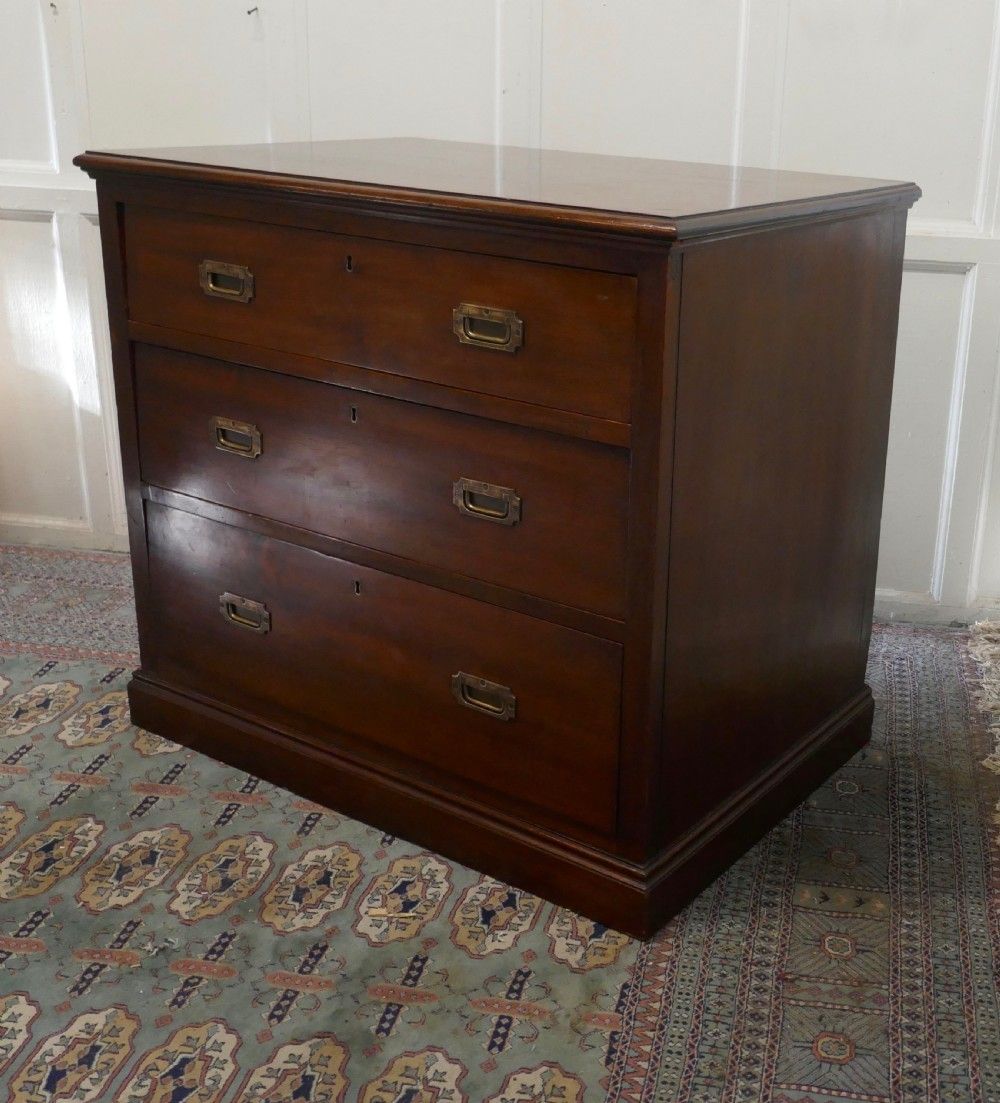 Good Quality 3 Drawer Mahogany Campaign Chest, From Hms Renown photo for sale
