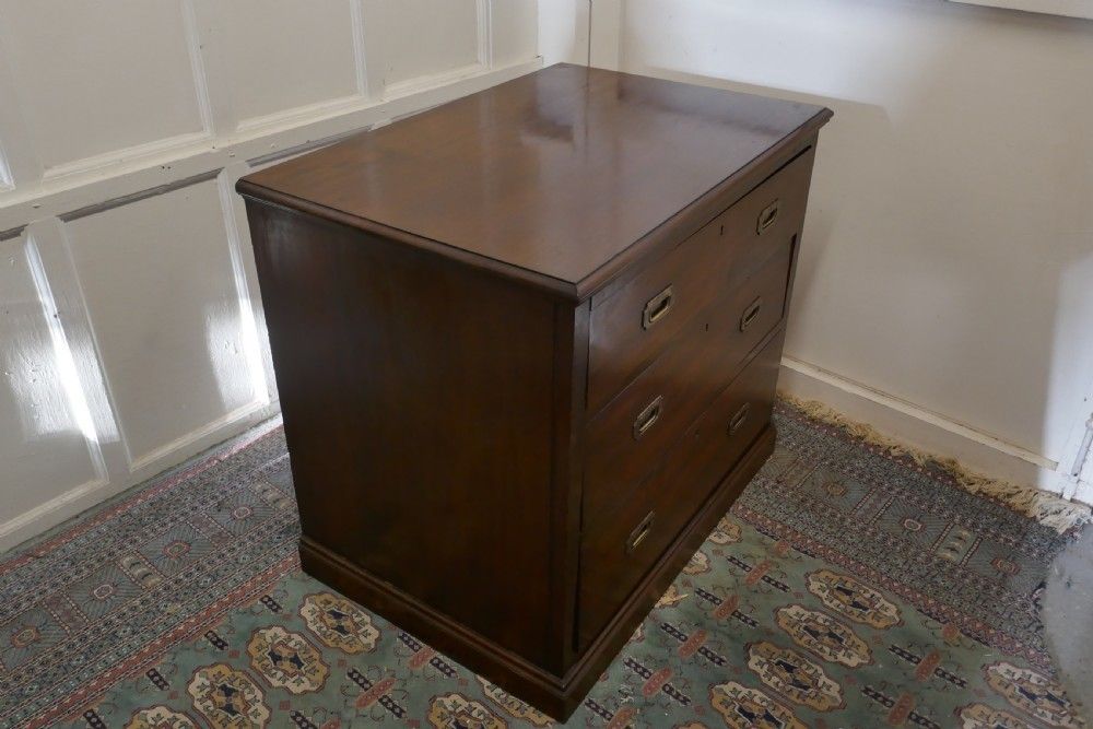 Good Quality 3 Drawer Mahogany Campaign Chest, From Hms Renown photo 1500.0