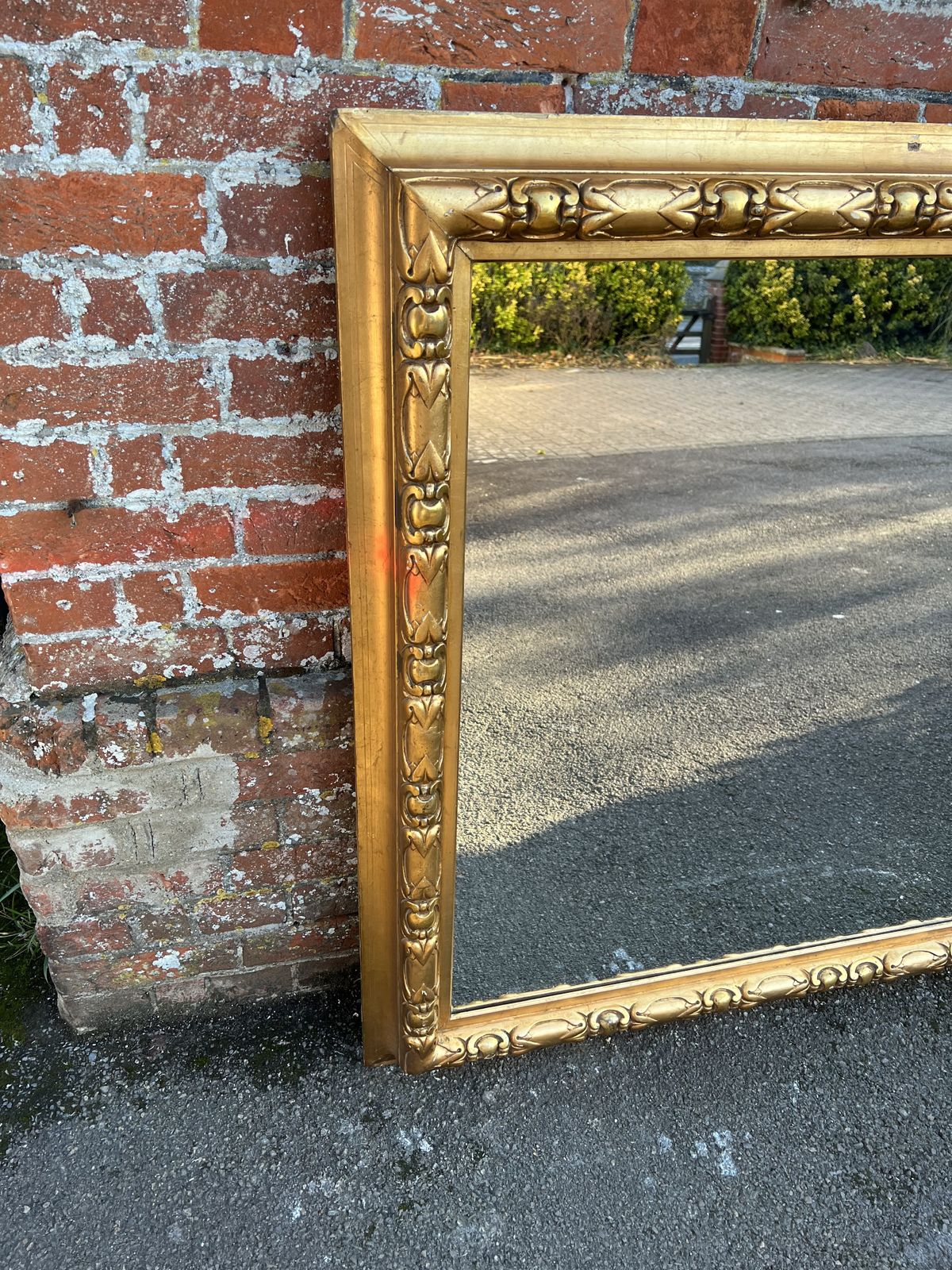A Spectacular Large Antique English 19th Century Carved Wood Original Gilt Mirror photo Home Decor