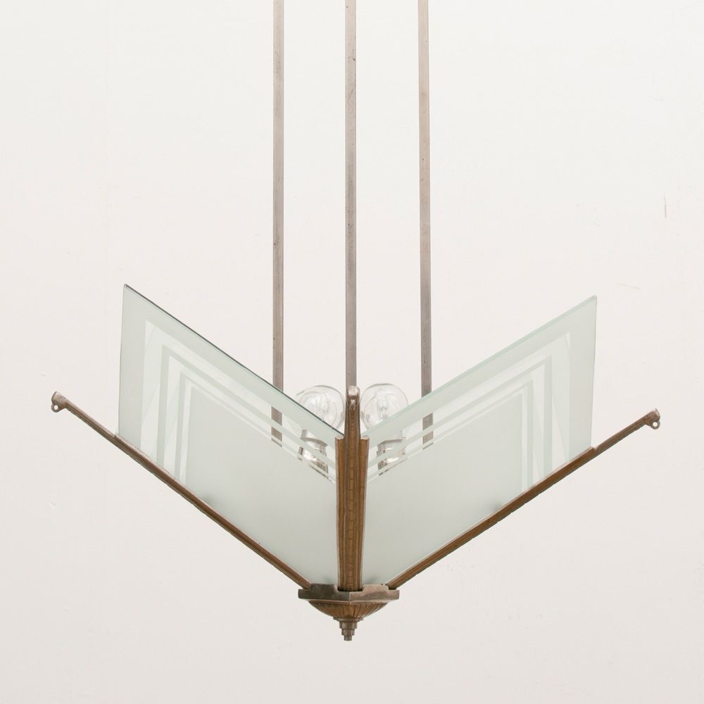 French Modernist Art Deco Pendant Light C.1930