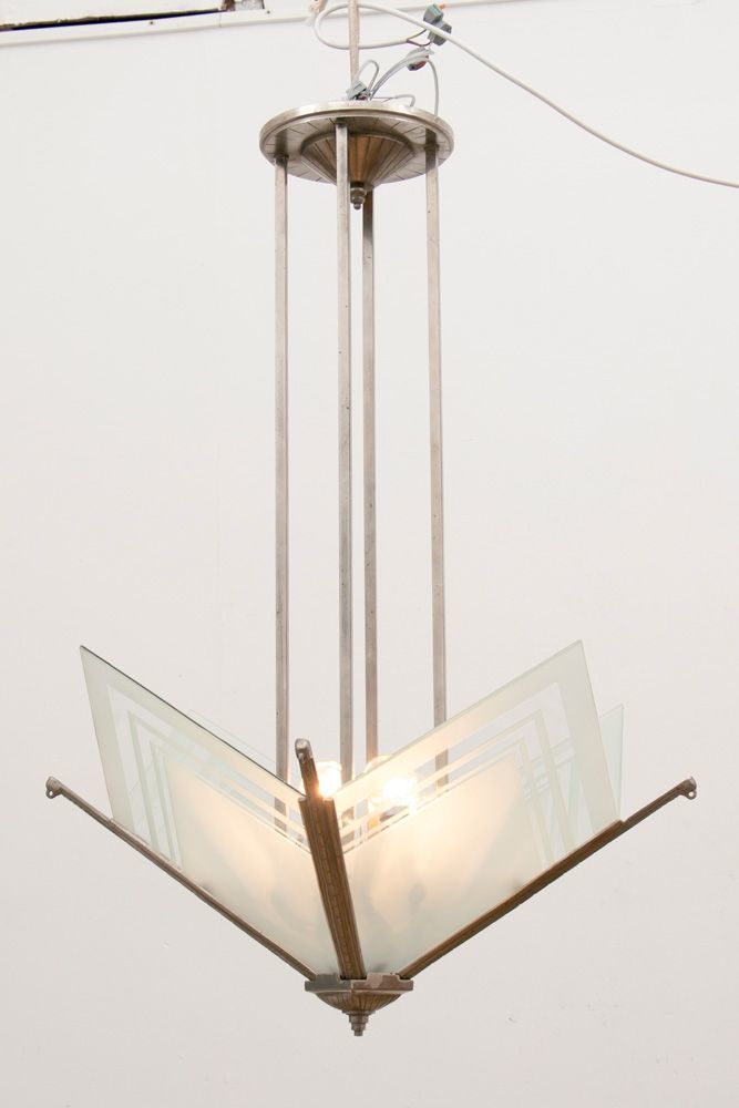 French Modernist Art Deco Pendant Light C.1930 photo Lighting