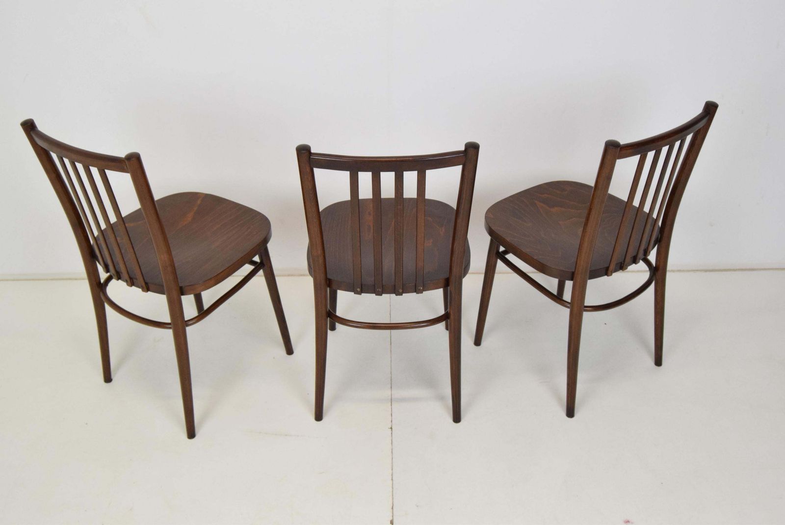 Mid Century Set Of Three Chairs,Ton,1960's. photo vinterior