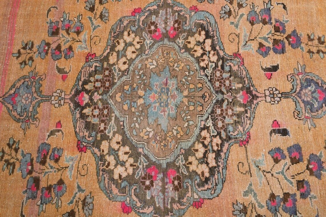 Vintage Turkish Large Area Rug Oushak Handmade Wool Farmhouse Decor One Of A Kind Turkish Carpet Made In Turkey Alfombra photo vinterior