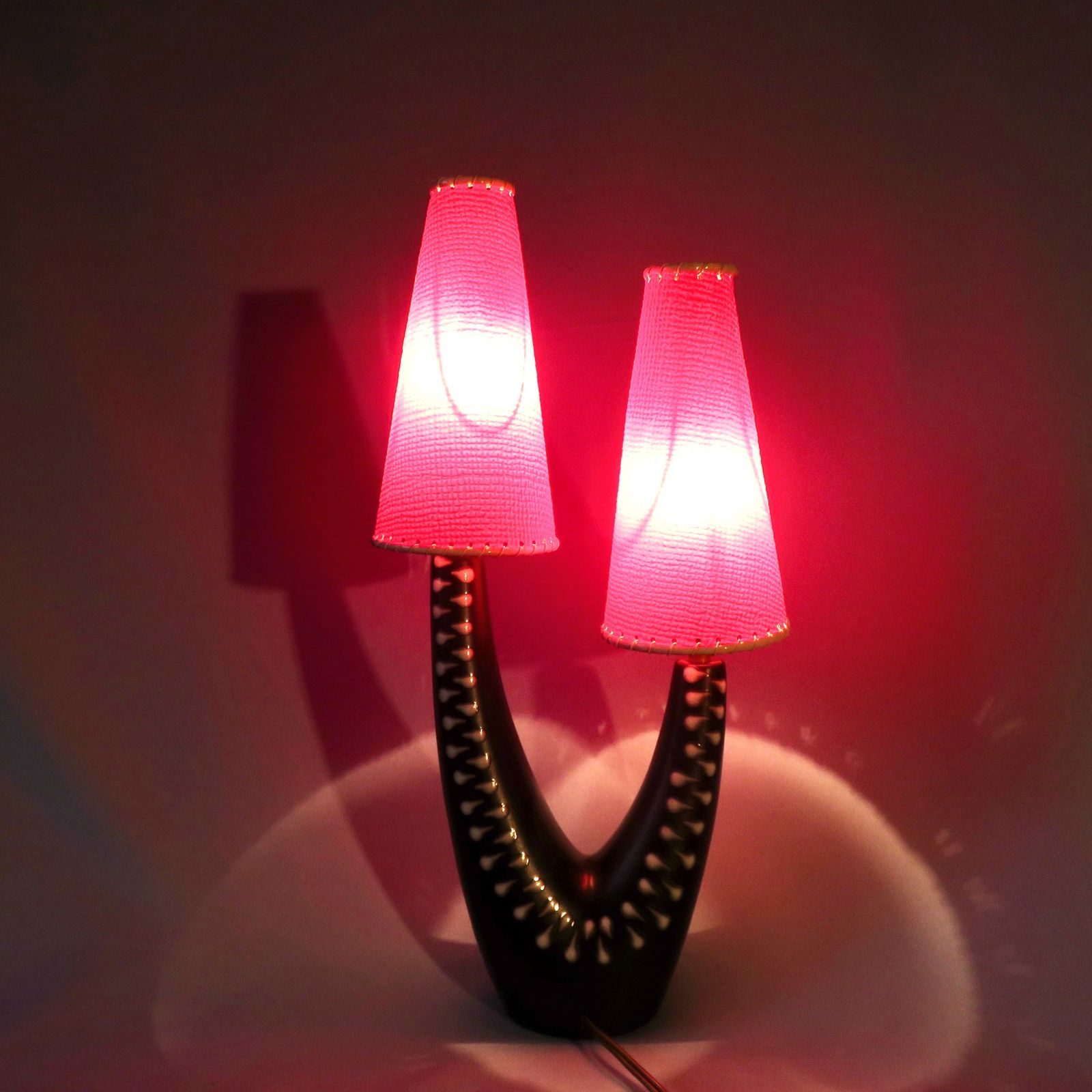 Stoneware Bedside Lamp With Two Asymmetrical Arms. Soholm. Denmark 1955 photo 280.0