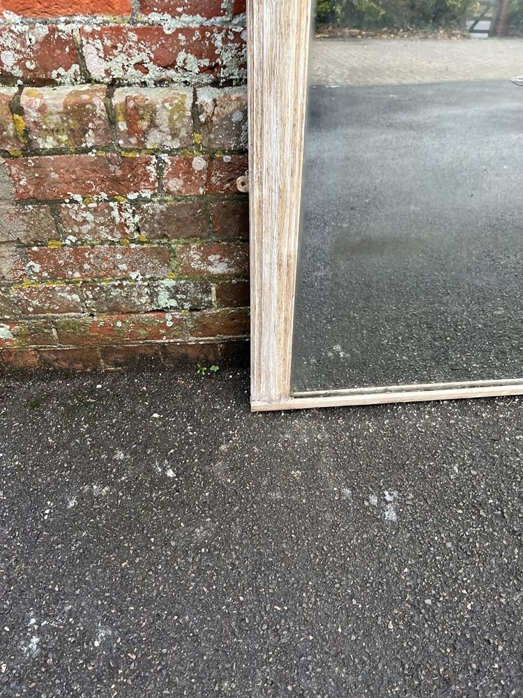 A Delightful Large Antique English 19th Century Carved Wood & Gesso Arched Top Painted Overmantle Mirror photo 895.0