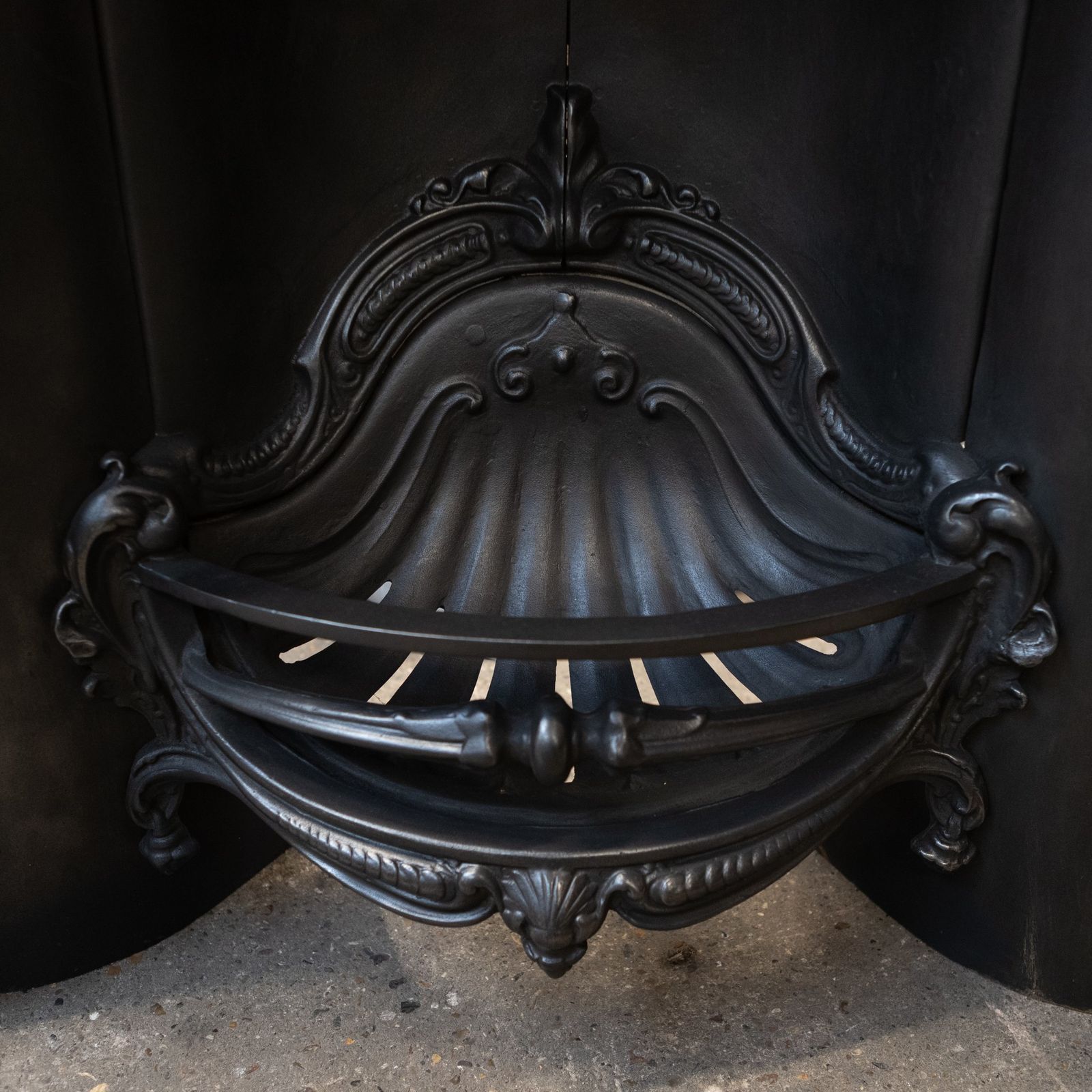 Ornate Reclaimed Victorian Style Cast Iron Insert photo for sale
