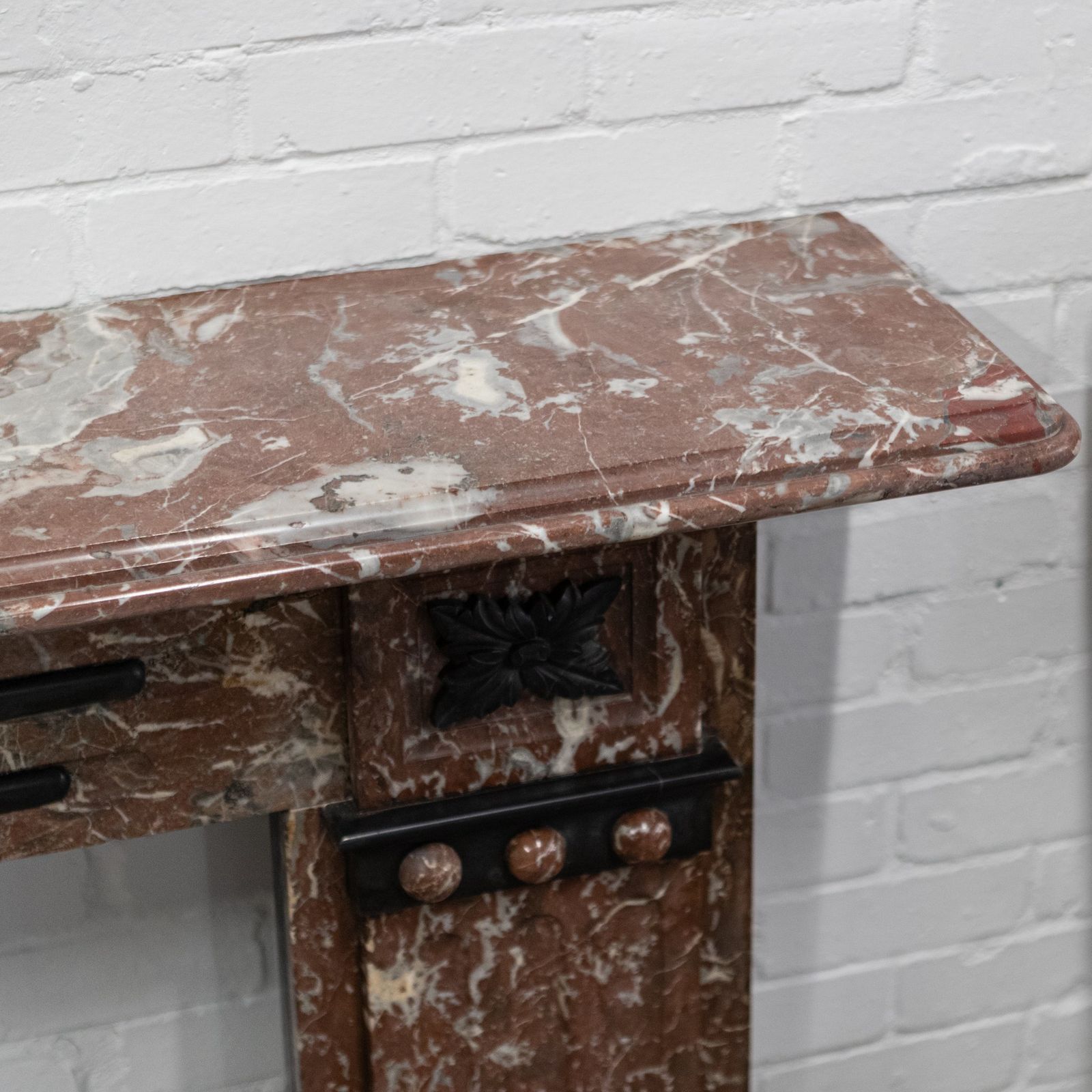 photo vinterior Antique Edwardian Rouge Royal Red Marble Fireplace