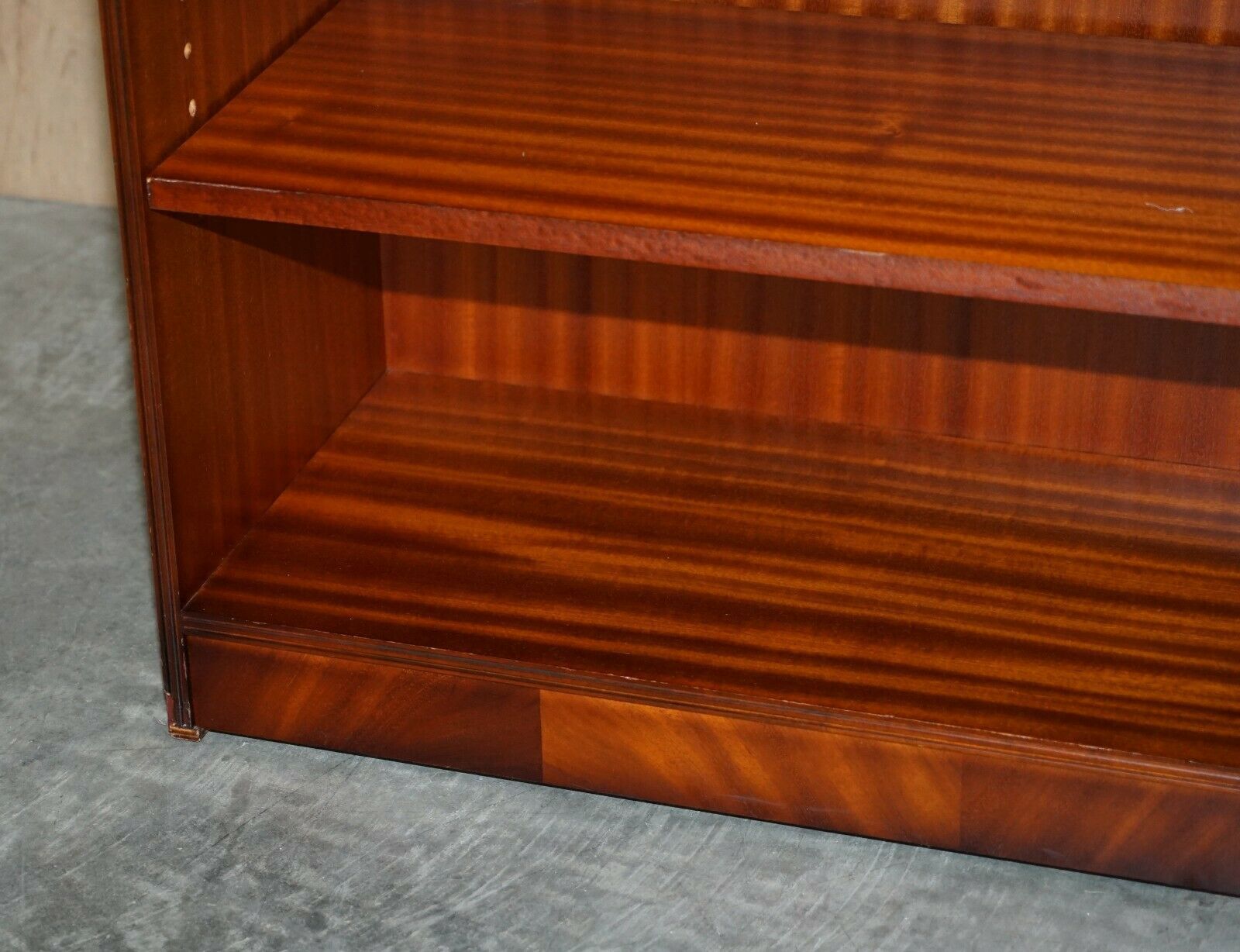 Pair Of Shaws Of London Flamed Mahogany Dwarf Open Library Bookcases Small Suite photo 1500.0