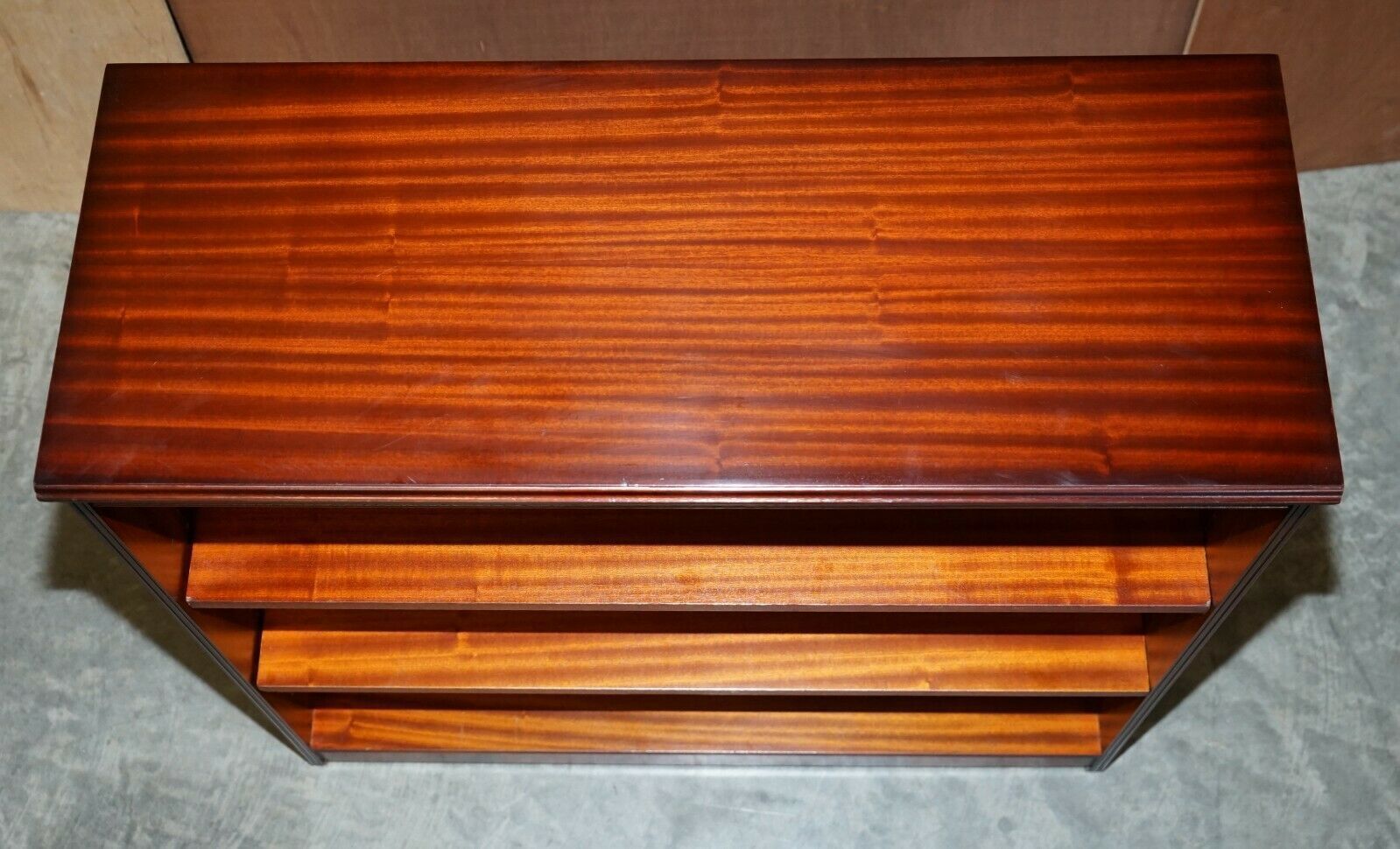 1500.0 Pair Of Shaws Of London Flamed Mahogany Dwarf Open Library Bookcases Small Suite photo