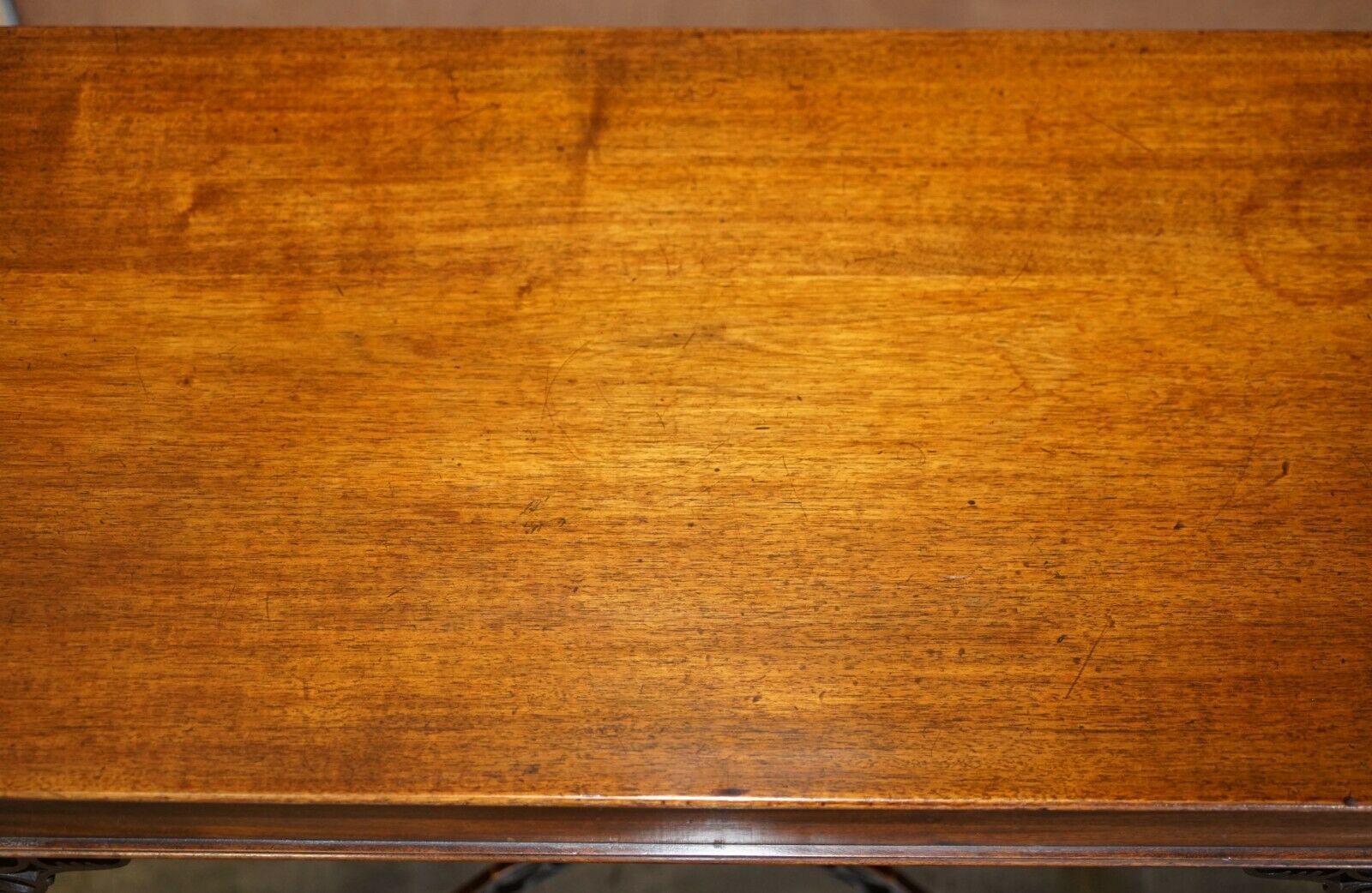 Antique 19th Century Thomas Chippendale Mahogany Silver Tea Table Stamped Base photo vinterior