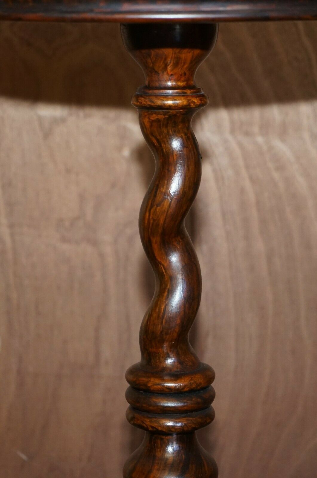 photo for sale Exquisite Antique Barley Twist Hand Carved Mahogany Side End Lamp Wine Table