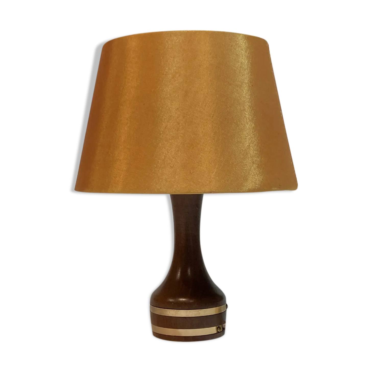 Scandinavian Teak And Brass Small Table Lamp, 1960s