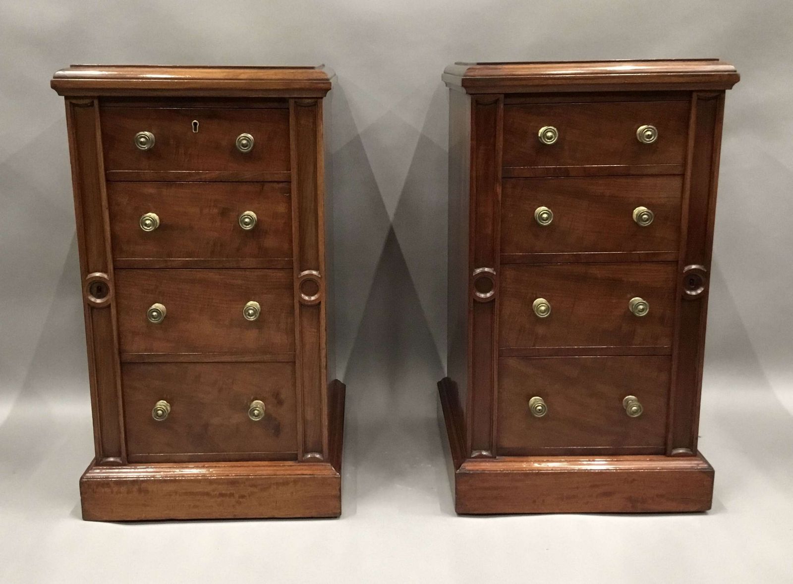 Regency Pair Of Mahogany Wellington Chests / Bedside Cabinets photo furniture