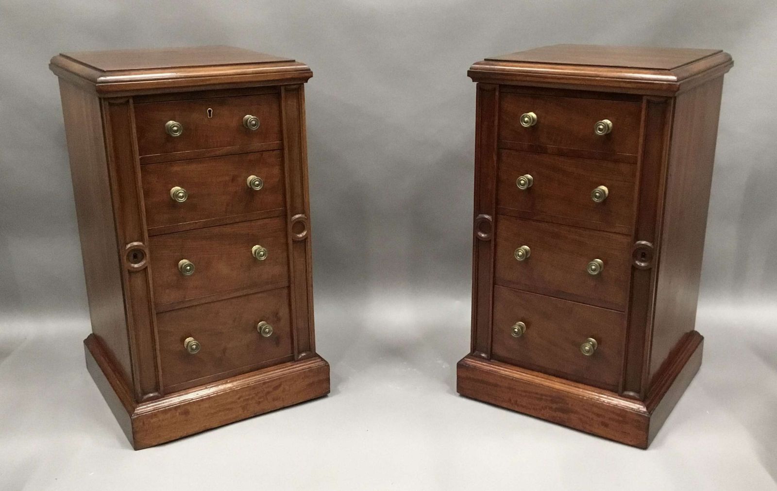 Regency Pair Of Mahogany Wellington Chests / Bedside Cabinets photo for sale
