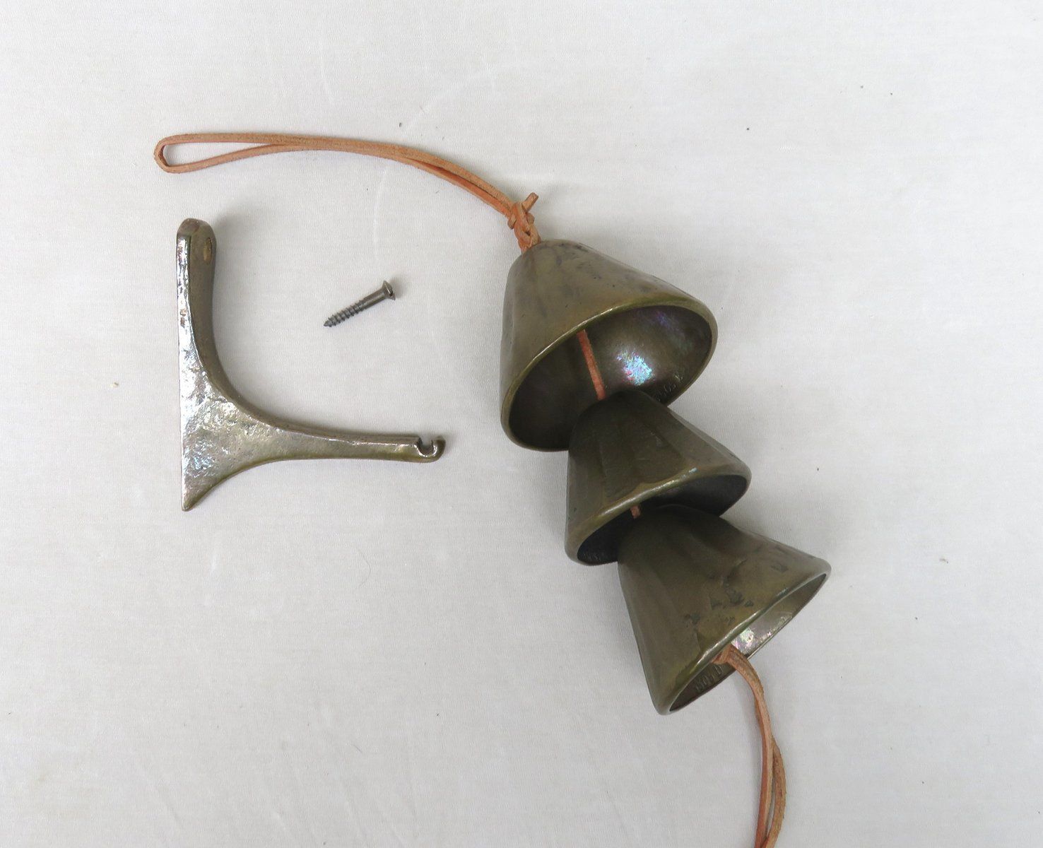 Bronze & Leather Door Bell, 1970s photo for sale