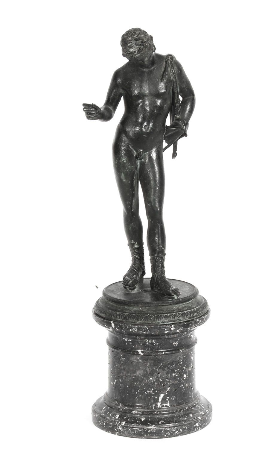 Antique Grand Tour Patinated Bronze Figure Of Of Narcissus 1870 19th C